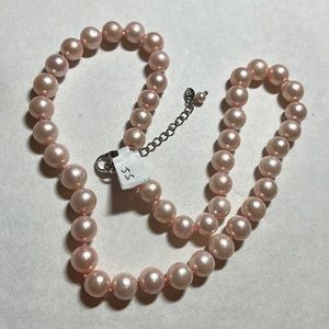 Chunky pink freshwater pearls, knotted, sterling silver lobster clasp 10-10.5mm